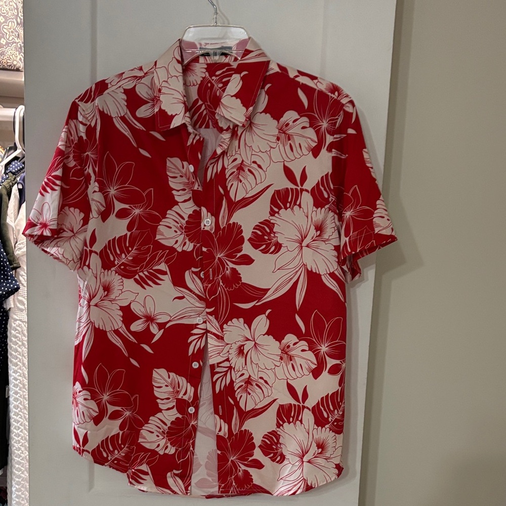 Red Hawaiian Print Shirt